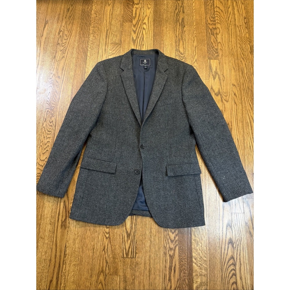 J CREW Thompson Sportcoat Jacket Mens 42L Blue Herringbone Wool Tweed Blazer